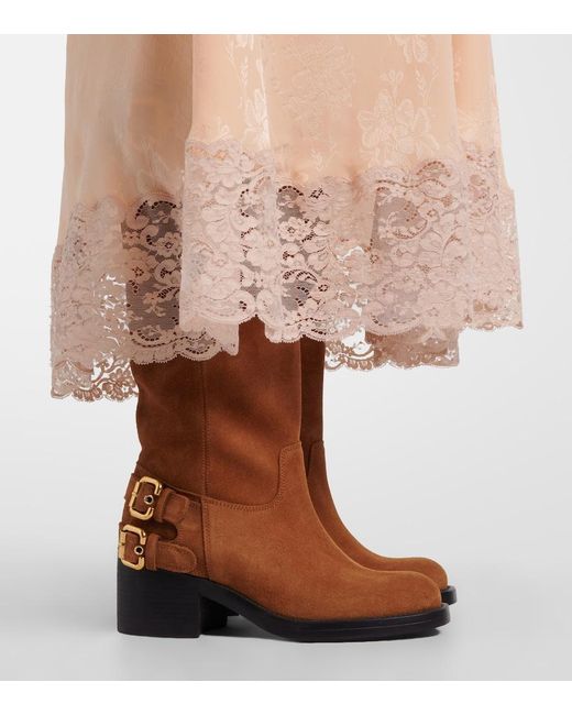 Chloé Brown Dakota Suede Biker Boots