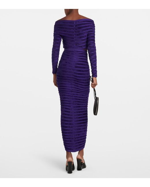 Alaïa Purple Ruched Maxi Skirt