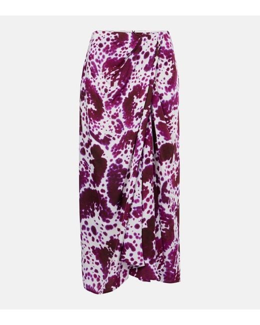 Dries Van Noten Purple Gathered Midi Skirt