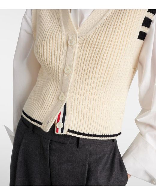 Thom Browne Natural Cropped-Pullunder aus Wolle