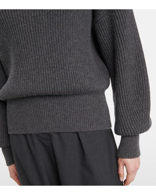 Joseph Black Ribbed-Knit Wool-Blend Polo Sweater