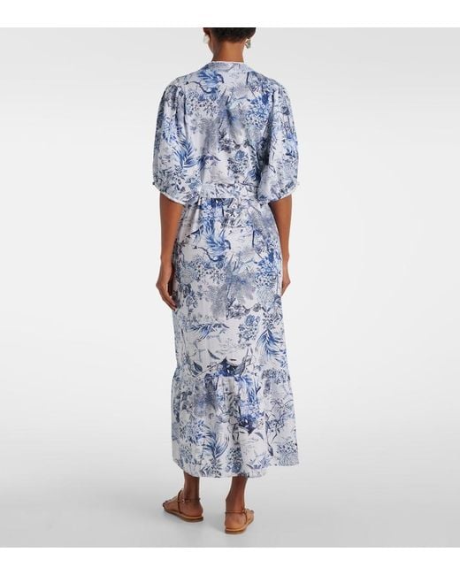 Melissa Odabash Blue Kitty Cotton And Linen Shirt Dress