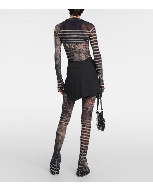 Jean Paul Gaultier Black Tattoo Collection Printed Tulle Sleeves