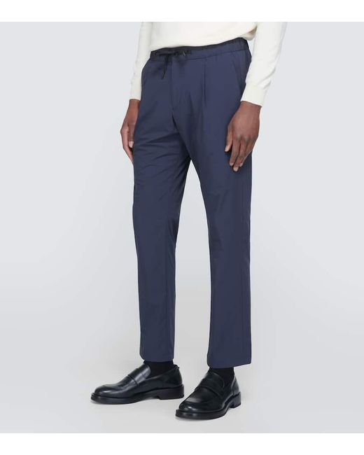 Herno Blue Pleated Straight Pants for men