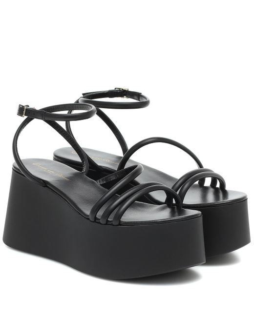 Gianvito Rossi Black Bekah 20 Leather Platform Sandals