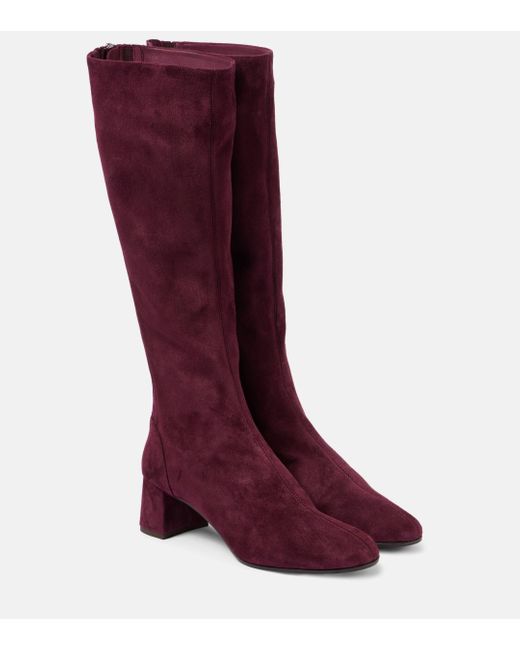 Aquazzura Red Saint Honore 50 Suede Knee-High Boots