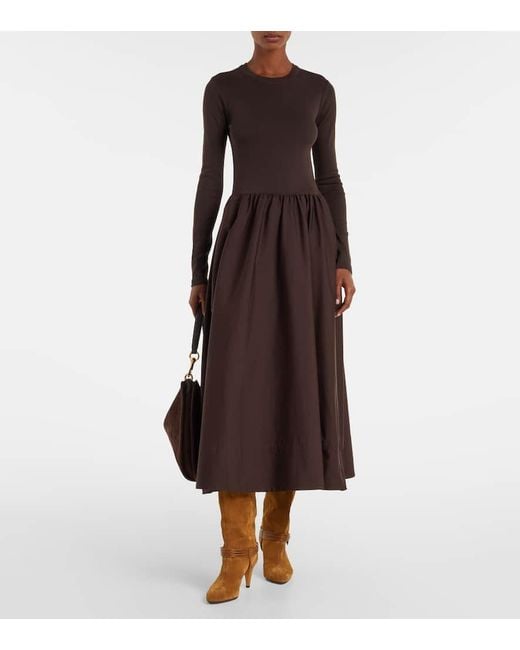 Polo Ralph Lauren Brown Cotton Midi Dress