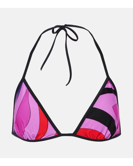 Emilio Pucci Purple Marmo Triangle Bikini Top