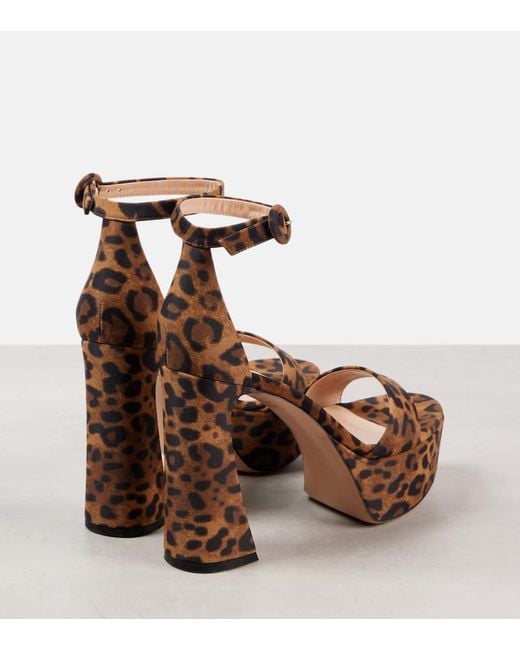 Gianvito Rossi Brown Leopard-Print Sandals