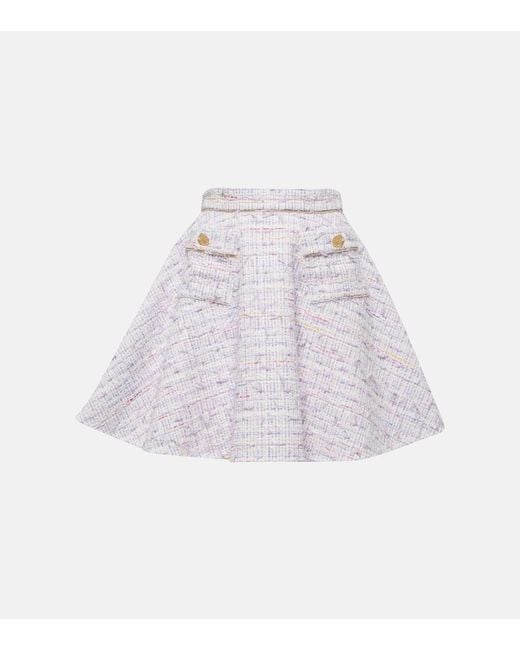 Nina Ricci White High-Rise Cotton-Blend Tweed Miniskirt
