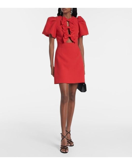 Rebecca Vallance Red Kaylee Bow-Detail Minidress