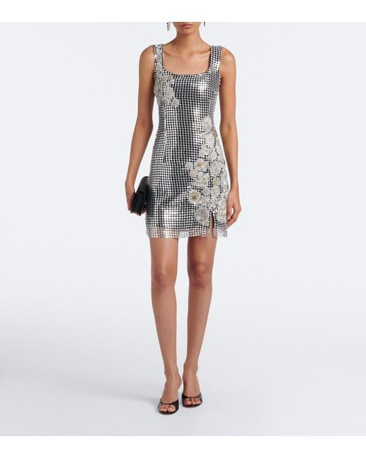 La Fuori Black Shell Sequined Chainmail Minidress