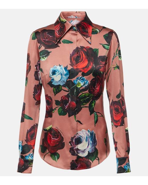 Camisa de saten de mezcla de seda floral Dolce & Gabbana de color Red