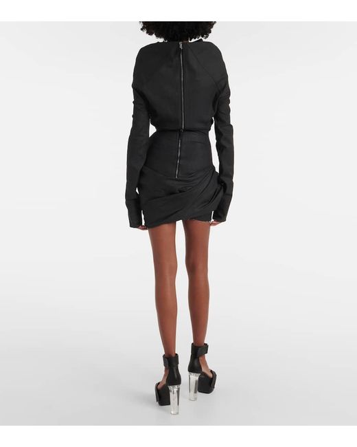 Minifalda Drapeada De Mezcla De Algodon Rick Owens de color Black