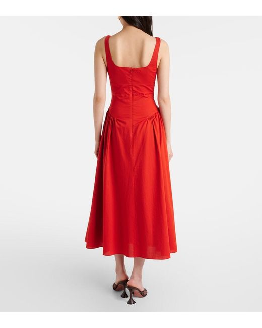 Faithfull The Brand Red Olas Cotton Midi Dress