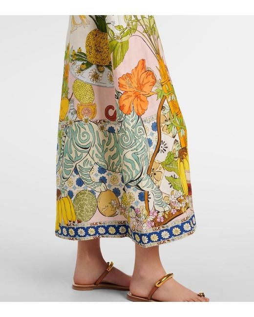 ALÉMAIS Yellow Hazel Printed Linen-Blend Maxi Dress