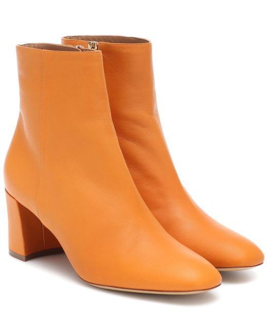 Mansur Gavriel Orange Leather Ankle Boots