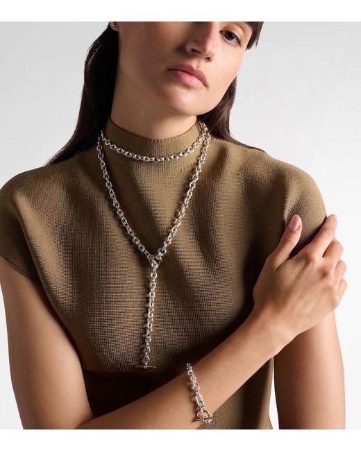 David Yurman White Dy Mercer Sterling And 18Kt Chain Necklace With Diamonds