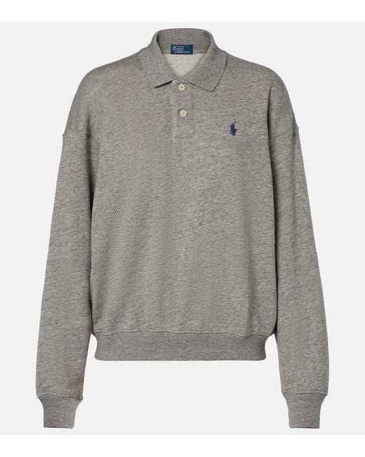 Polo Ralph Lauren Gray Cotton-Blend Polo Sweatshirt