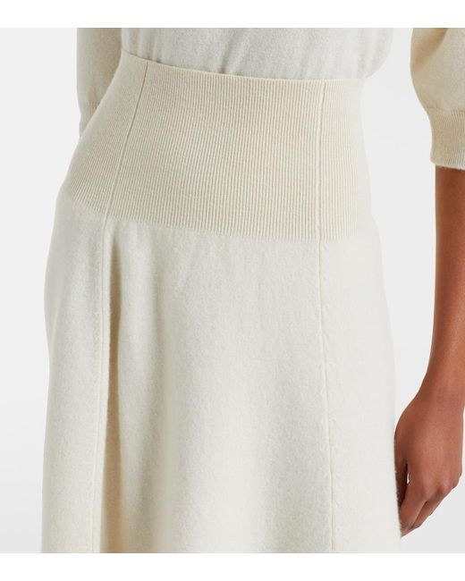 Extreme Cashmere White N°388 Ease Cashmere-Blend Midi Skirt