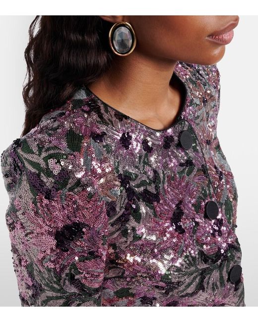 Self-Portrait Purple Sequined Jacket