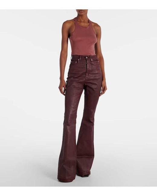 Rick Owens Purple Bolan High-Rise Bootcut Jeans