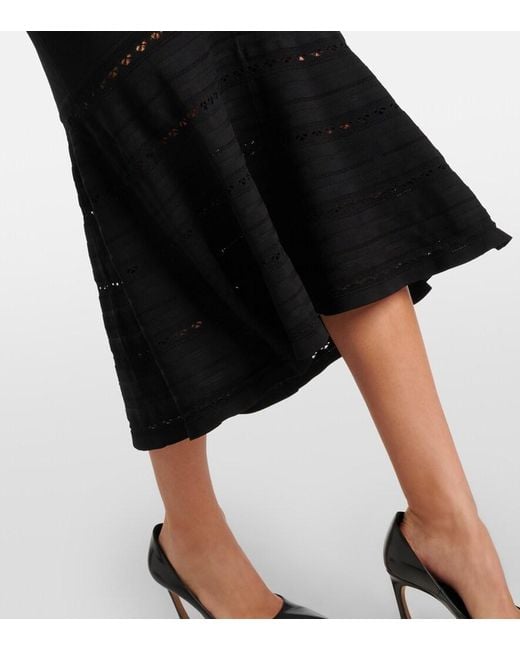Victoria Beckham Black Flared Midi Skirt