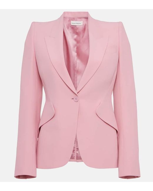 Alexander McQueen Pink Single-Breasted Crepe Blazer