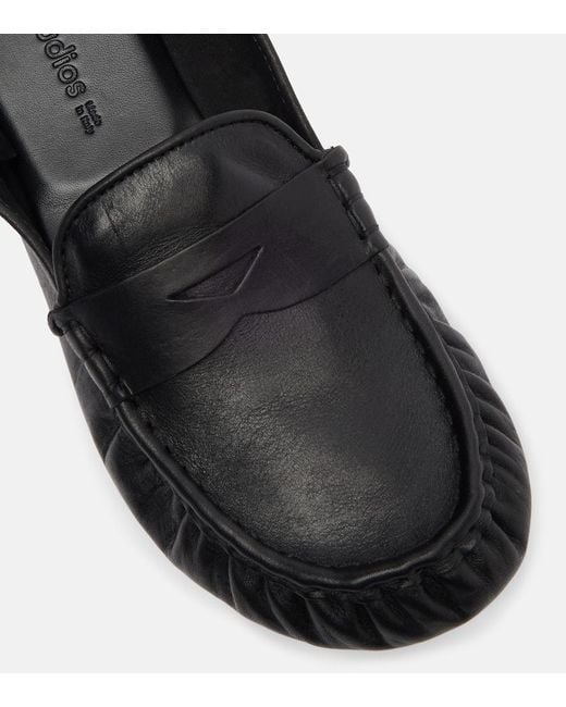 Acne Black Leather Penny Loafers