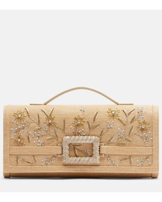 Roger Vivier Metallic Belle Vivier Small Embroidered Top-Handle Bag