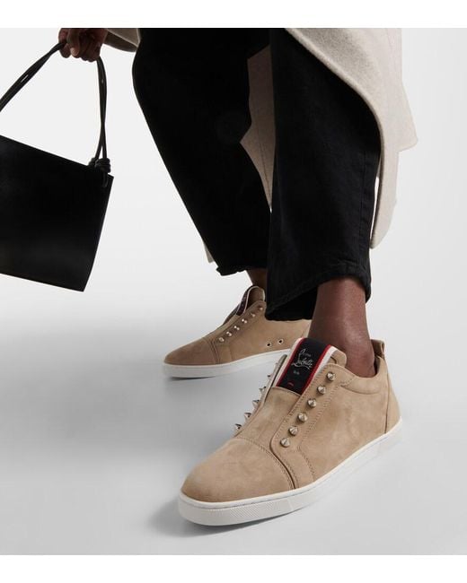 Christian Louboutin Brown Fav Fique A Vontade Suede Sneakers