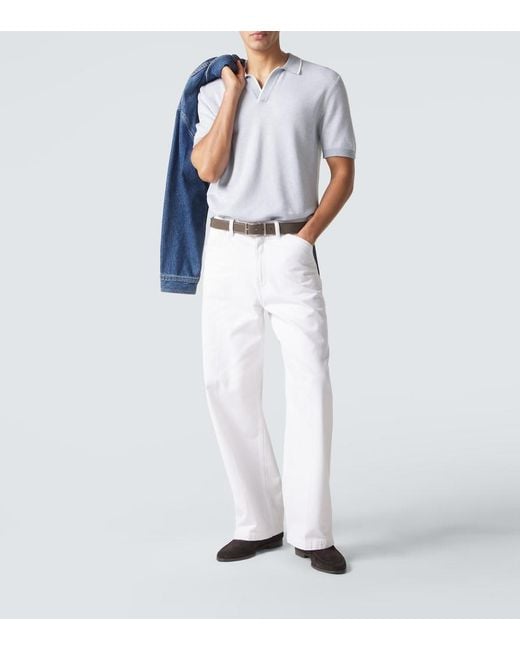 Orlebar Brown Blue Horton Cotton And Wool Pique Polo Shirt for men