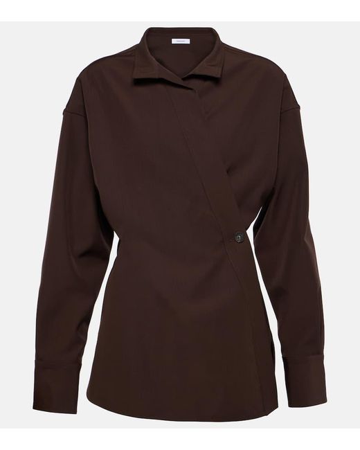 Camisa wrap de lana Ferragamo de color Brown
