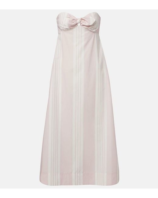 Posse White Rosie Striped Cotton Midi Dress