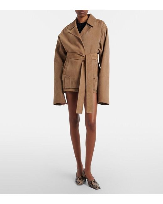 Khaite Brown Alder Belted Suede Jacket