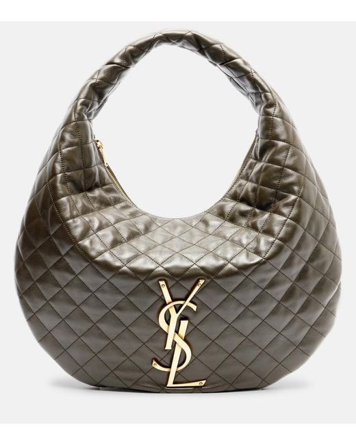 Saint Laurent Gray Icare Medium Quilted Leather Shoulder Bag