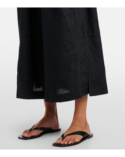 Heidi Klein Black La Bocana Shirred Linen Midi Dress