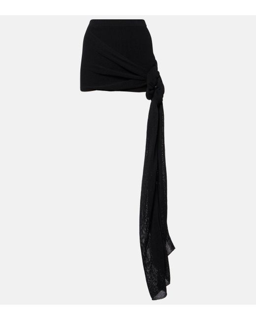 AYA MUSE Black Draped Cotton-blend Miniskirt