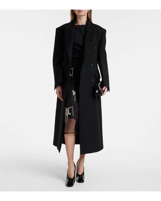 Abrigo Cruzado De Lana Virgen Rohe de color Black