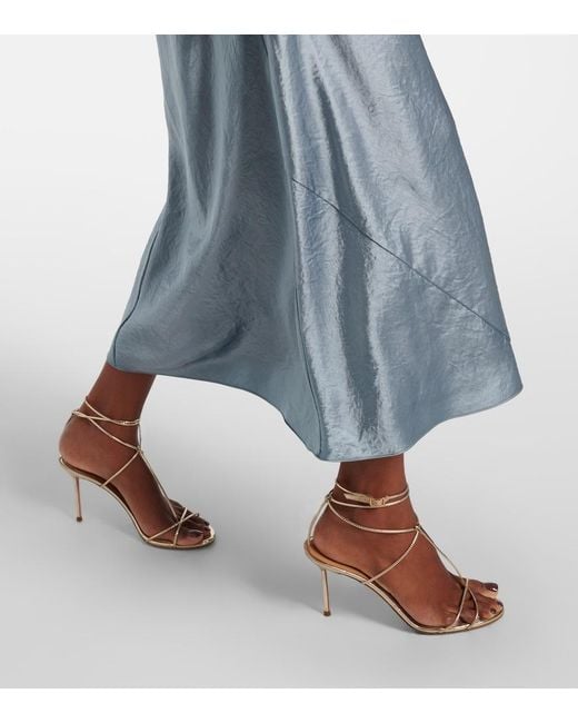 Vince Blue Satin Midi Dress