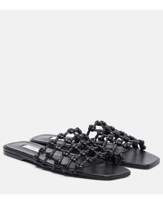 Totême Black Woven Leather Slides