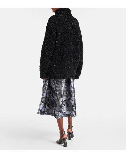 Dries Van Noten Black Wool-Blend Turtleneck Sweater