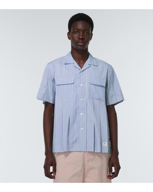 Sacai Blue Striped Cotton Shirt for men