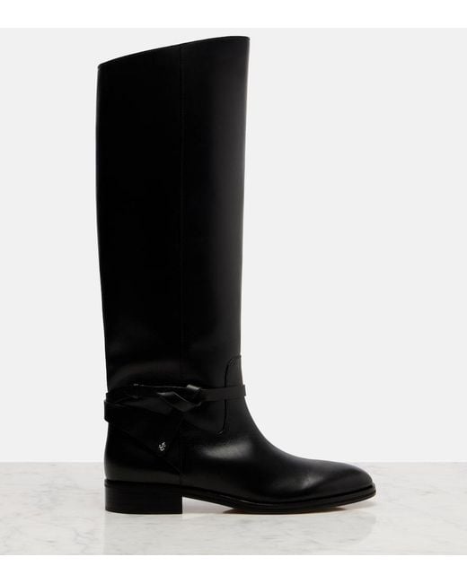 Jimmy Choo Black Lawton Leather Knee-High Boots