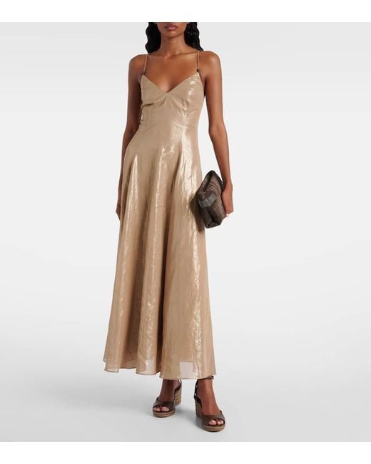 Brunello Cucinelli Natural Monili Cotton Maxi Dress