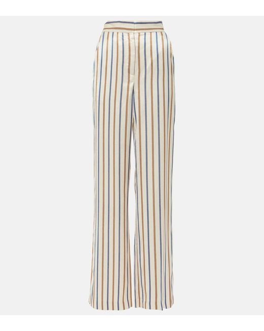 Veronica Beard White Grigore Striped Twill Wide-Leg Pants