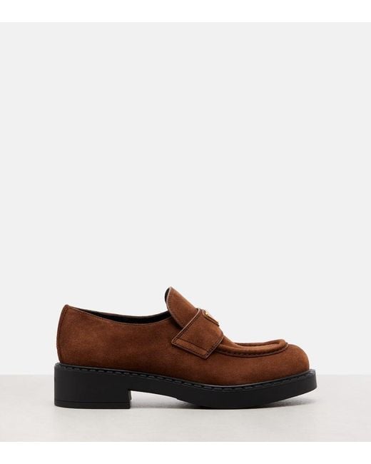 Prada Brown Chocolate Suede Loafers