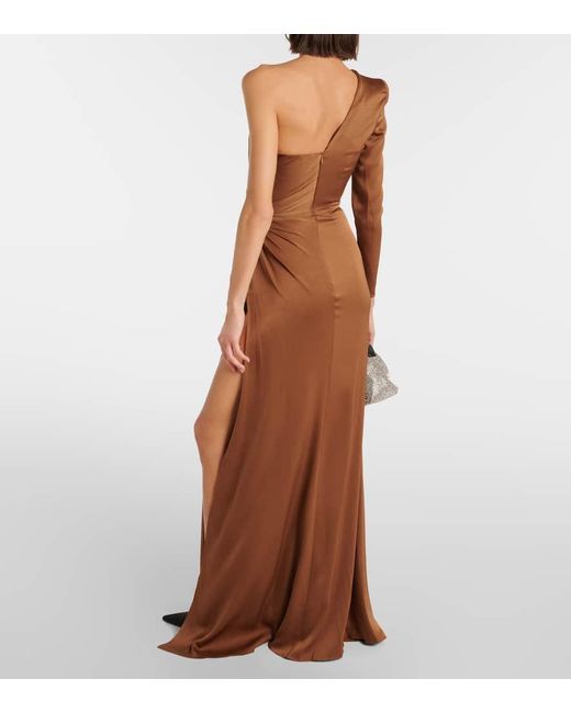 Alex Perry Brown One-Shoulder Satin Gown