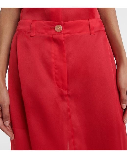 Khaite Red Lucian Silk Organza Maxi Skirt