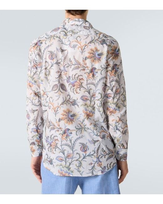 Etro White Floral Cotton Shirt for men